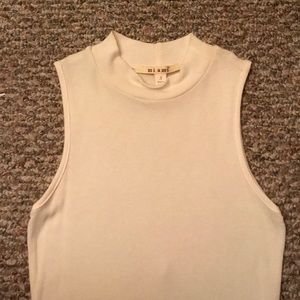 White stretchy mock neck tank top